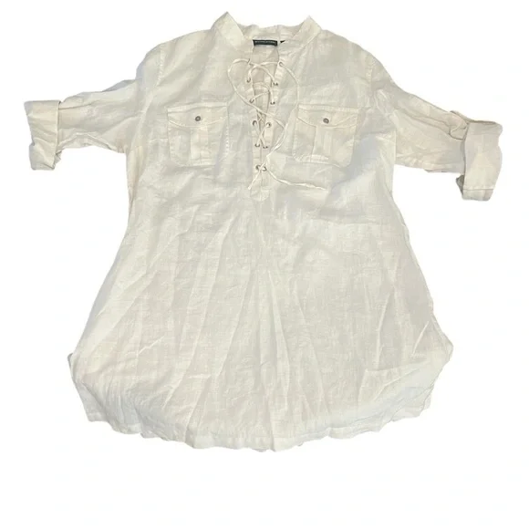 100% Linen white Tunic size Large - Picture 2 of 8